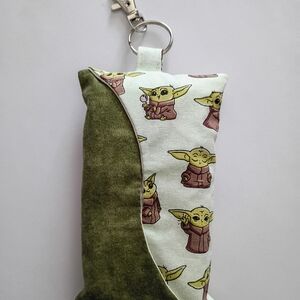 Green and White Baby Yoda Keychain Pouch
